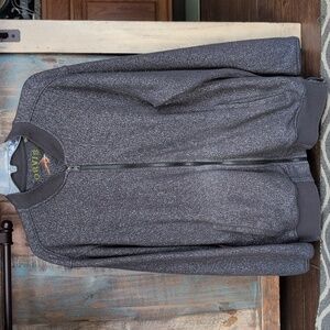 Orvis Heathered Dark Gray Bomber Jacket Full Zip Sweater - Men's Medium